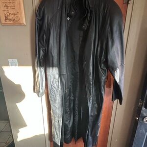 Wilsons Leather Black Trench Coat for Men
